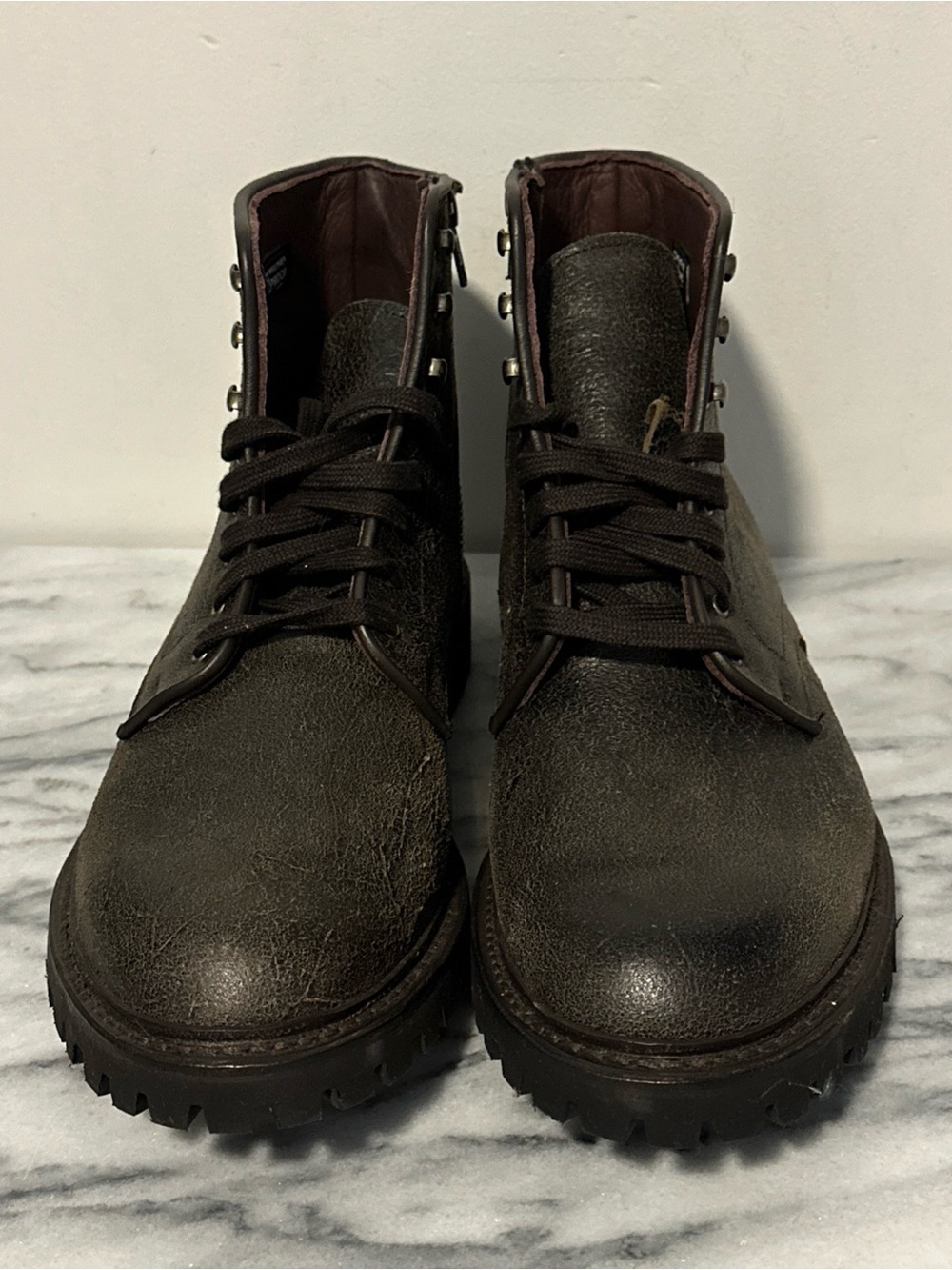 Allen Edmonds Hugo lug sole Men's Husk Leather Lace-Up Boot Brown sz 11D NEW - Picture 14 of 14